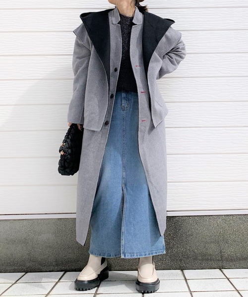 Q(キュー)の「バイカラーリバーシブルツインコート(その他アウター・レディース・チャコールグレー/ベージュ・MEDIUM)」の8枚目の写真