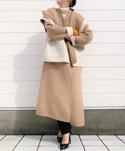 Q(キュー)の「バイカラーリバーシブルツインコート(その他アウター・レディース・チャコールグレー/ベージュ・MEDIUM)」の4枚目の写真