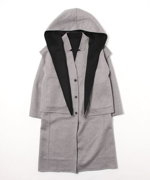 Q(キュー)の「バイカラーリバーシブルツインコート(その他アウター・レディース・チャコールグレー/ベージュ・MEDIUM)」の19枚目の写真