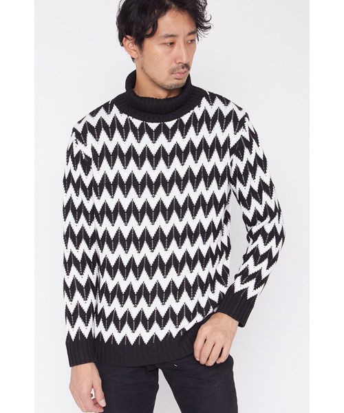 HIGH STREET（ハイストリート）の「HIGH STREET∴アロウジャガードタートルネックニット（ニット/セーター・メンズ・ブラック/ネイビー/カーキ・LL/M/L）」の2枚目の写真