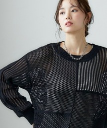 miclat | 大きいサイズ　ブロッキングメッシュ編みニット　miclat(ニット/セーター)