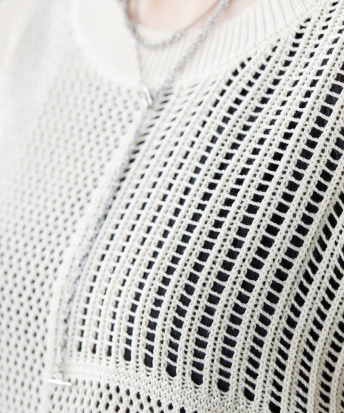miclat（ミクラ）の「大きいサイズ　ブロッキングメッシュ編みニット　miclat（ニット/セーター・レディース・ライトベージュ/ブラック・L/LL/3L/4L）」の10枚目の写真