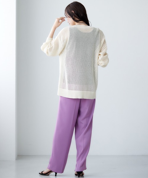 miclat（ミクラ）の「大きいサイズ　ブロッキングメッシュ編みニット　miclat（ニット/セーター・レディース・ライトベージュ/ブラック・L/LL/3L/4L）」の11枚目の写真