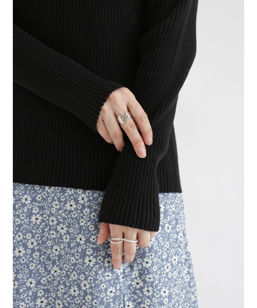 Te chichi TERRASSE（テチチテラス）の「タートルリブニット（ニット/セーター・レディース・ベージュ/オフホワイト/ブルー/ブラック・ﾌﾘ-）」の10枚目の写真