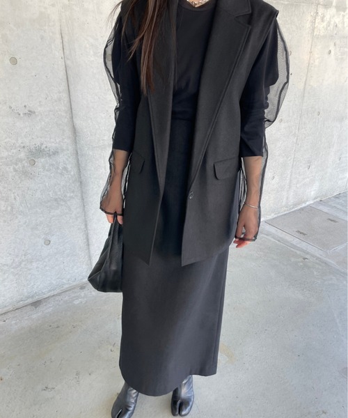 ReNorm（リノーム）の「【井手祐来コラボ】SET UPハイウエストロングスカート（スカート・レディース・チャコール/ブラック・M/S）」の11枚目の写真