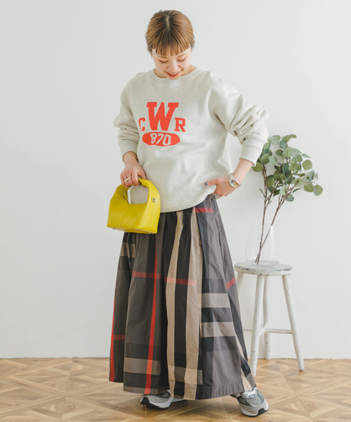 ITEMS URBANRESEARCH（アイテムズ アーバンリサーチ）の「【販売中止】ビッグチェックギャザースカート（スカート・レディース・グレー系その他/ホワイト系その他/グリーン系その他/ブルー系その他/グリーン・FREE/L）」の12枚目の写真