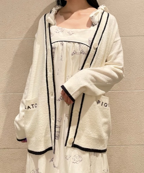 美品♡ ジェラートピケ　スムーズィートリムラインカーディガン　ホワイト　ネイビー 美品♡ ジェラートピケ スムーズィートリムラインカーディガン