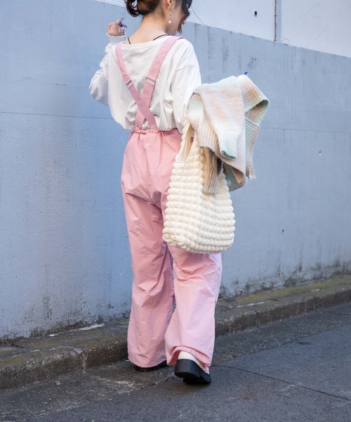 WEGO（ウィゴー）の「WEGO/サス付2WAYパラシュートパンツ（カーゴパンツ・レディース・オフホワイト/ライトピンク/カーキ・FREE）」の8枚目の写真