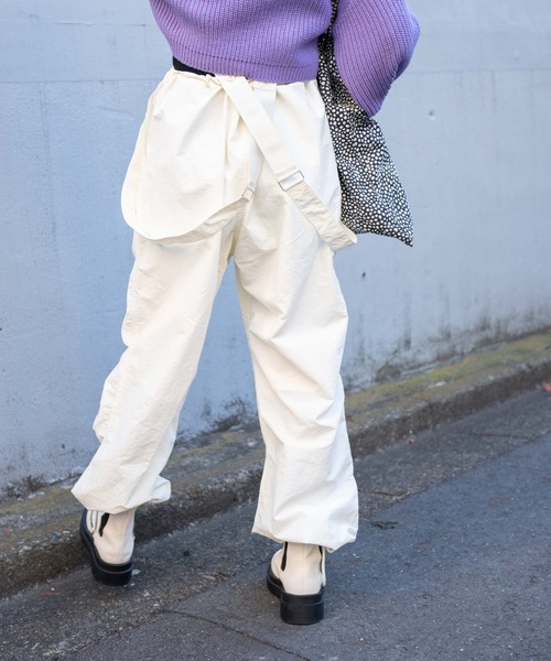 WEGO（ウィゴー）の「WEGO/サス付2WAYパラシュートパンツ（カーゴパンツ・レディース・オフホワイト/ライトピンク/カーキ・FREE）」の20枚目の写真