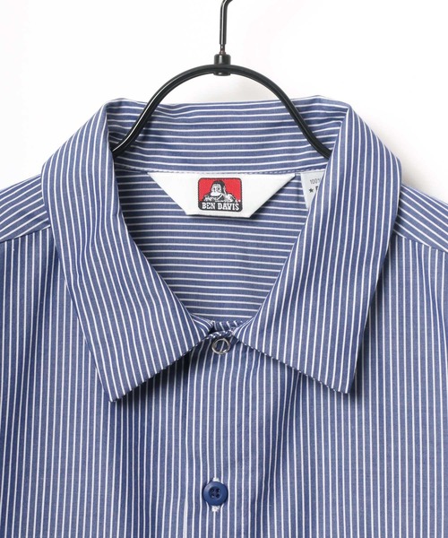 BEN DAVIS(ベンデイビス)の「BEN DAVIS/ベンデイビス PATCHED WORK SHIRT/オーバーサイズ ワッペン ワンポイント刺繍 無地 ストライプ ワークシャツ/レギュラーカラーシャツ(シャツ/ブラウス・メンズ・ブルー系その他/ホワイト系その他/サックスブルー・M/L/XL)」の9枚目の写真