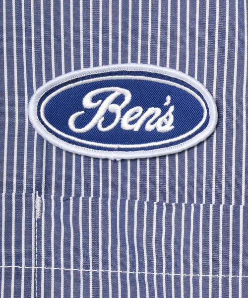 BEN DAVIS(ベンデイビス)の「BEN DAVIS/ベンデイビス PATCHED WORK SHIRT/オーバーサイズ ワッペン ワンポイント刺繍 無地 ストライプ ワークシャツ/レギュラーカラーシャツ(シャツ/ブラウス・メンズ・ブルー系その他/ホワイト系その他/サックスブルー・M/L/XL)」の8枚目の写真