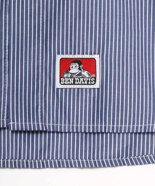 BEN DAVIS(ベンデイビス)の「BEN DAVIS/ベンデイビス PATCHED WORK SHIRT/オーバーサイズ ワッペン ワンポイント刺繍 無地 ストライプ ワークシャツ/レギュラーカラーシャツ(シャツ/ブラウス・メンズ・ブルー系その他/ホワイト系その他/サックスブルー・M/L/XL)」の12枚目の写真