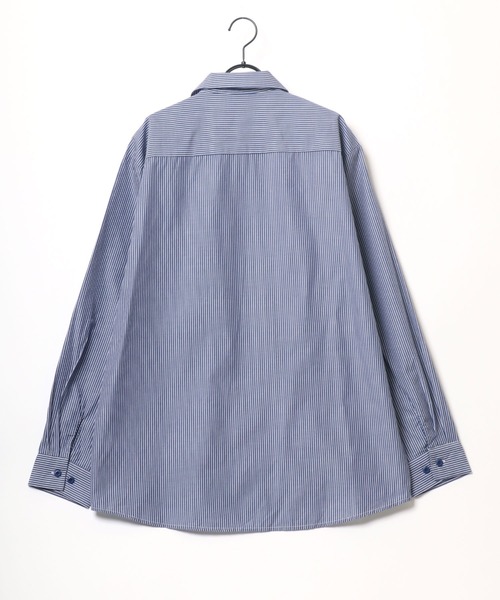 BEN DAVIS(ベンデイビス)の「BEN DAVIS/ベンデイビス PATCHED WORK SHIRT/オーバーサイズ ワッペン ワンポイント刺繍 無地 ストライプ ワークシャツ/レギュラーカラーシャツ(シャツ/ブラウス・メンズ・ブルー系その他/ホワイト系その他/サックスブルー・M/L/XL)」の13枚目の写真