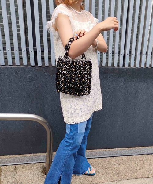 Casselini(キャセリーニ)の「Casselini(キャセリーニ)ミックスビーズトートバッグ(トートバッグ・レディース・クリア/アイボリー/ブルー/ブラック・FREE)」の15枚目の写真