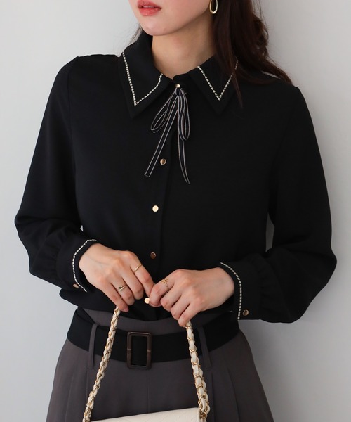 pumpkin port（パンプキンポート）の「リボン付き ブラウス（シャツ/ブラウス・レディース・ホワイト/ベージュ/ブラック・MEDIUM/S/L/M）」の21枚目の写真