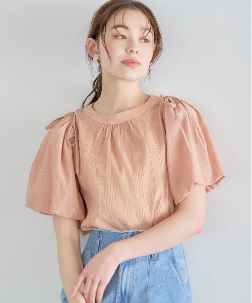 mysty woman（ミスティウーマン）の「ショルダーリボン2WAYブラウス 193444（シャツ/ブラウス・レディース・ピンク系その他/アイボリー/モカ/ブラウン・FREE）」の4枚目の写真