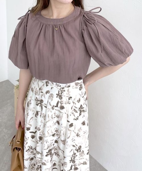 mysty woman（ミスティウーマン）の「ショルダーリボン2WAYブラウス 193444（シャツ/ブラウス・レディース・ピンク系その他/アイボリー/モカ/ブラウン・FREE）」の3枚目の写真