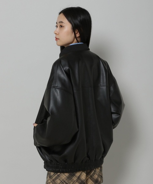 LADY VOLUME（レディーボリューム）の「【モニタリング TWICE チェヨン着用】Lady Volume／9008 HD JP フード付きフェイクレザーブルゾン 2191513（ブルゾン・レディース・ブラック・FREE）」の9枚目の写真