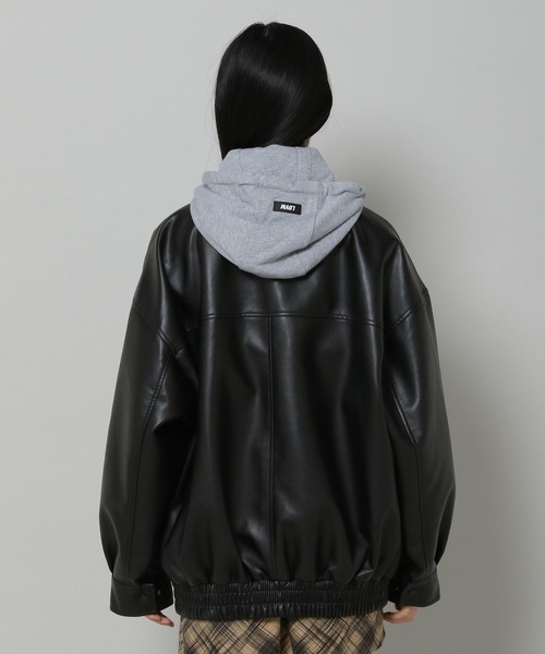 LADY VOLUME（レディーボリューム）の「【モニタリング TWICE チェヨン着用】Lady Volume／9008 HD JP フード付きフェイクレザーブルゾン 2191513（ブルゾン・レディース・ブラック・FREE）」の14枚目の写真