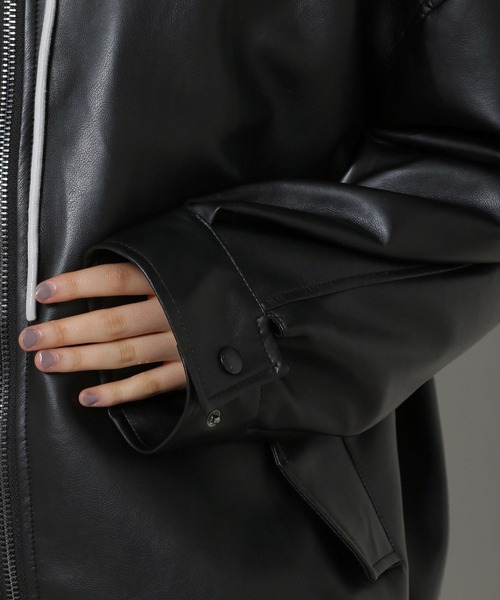 LADY VOLUME（レディーボリューム）の「【モニタリング TWICE チェヨン着用】Lady Volume／9008 HD JP フード付きフェイクレザーブルゾン 2191513（ブルゾン・レディース・ブラック・FREE）」の17枚目の写真