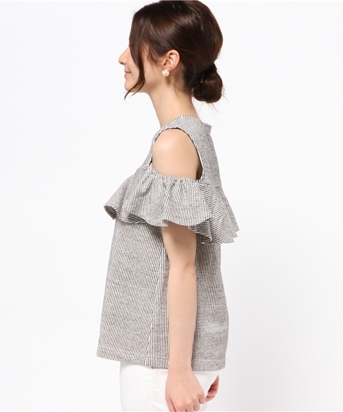 ROSE BUD（ローズバッド）の「LCTT-15189 RUFFLE SLV-LESS TOP（Tシャツ/カットソー・レディース・ブルー/ブラック・ONE SIZE）」の9枚目の写真