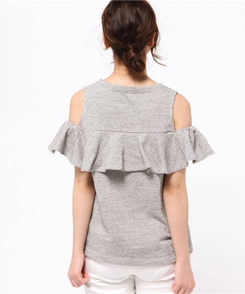 ROSE BUD（ローズバッド）の「LCTT-15189 RUFFLE SLV-LESS TOP（Tシャツ/カットソー・レディース・ブルー/ブラック・ONE SIZE）」の8枚目の写真