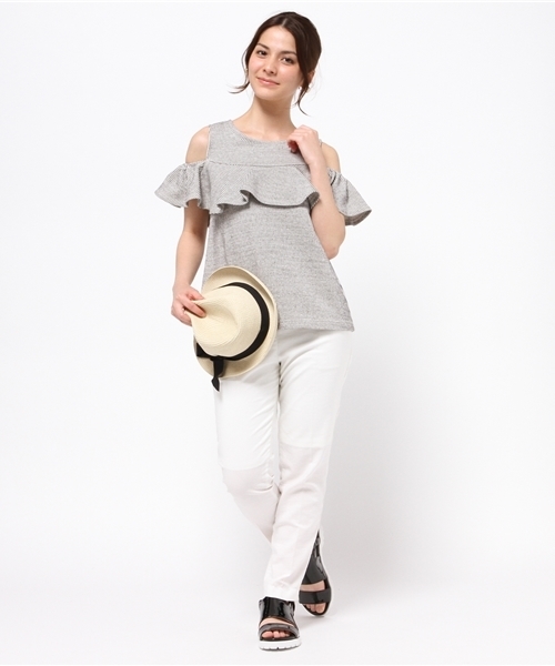 ROSE BUD（ローズバッド）の「LCTT-15189 RUFFLE SLV-LESS TOP（Tシャツ/カットソー・レディース・ブルー/ブラック・ONE SIZE）」の7枚目の写真