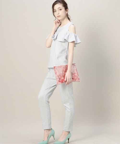 ROSE BUD（ローズバッド）の「LCTT-15189 RUFFLE SLV-LESS TOP（Tシャツ/カットソー・レディース・ブルー/ブラック・ONE SIZE）」の13枚目の写真