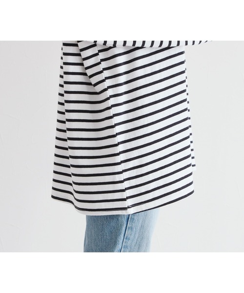 reca（レカ）の「ワイドスリーブビッグビッグボーダーT（Tシャツ/カットソー・レディース・グリーン/ブラック/オートミール・FREE）」の6枚目の写真