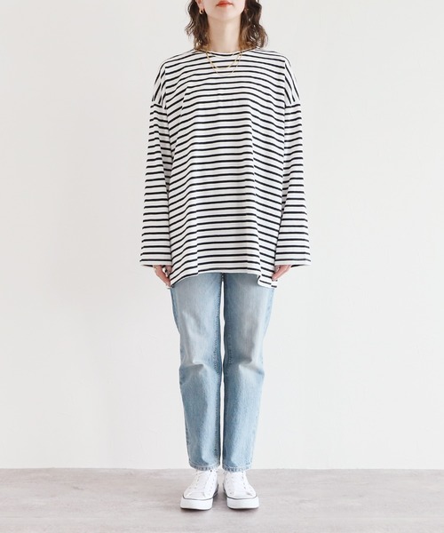 reca（レカ）の「ワイドスリーブビッグビッグボーダーT（Tシャツ/カットソー・レディース・グリーン/ブラック/オートミール・FREE）」の16枚目の写真