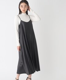 OPAQUE.CLIP | レザーライクサテン キャミワンピース【洗濯機洗い可】(ワンピース)