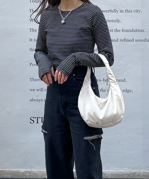 LE MORE（リモア）の「スリムボーダーカットソー（Tシャツ/カットソー・レディース・アイボリー/ブラック/グリーン・FREE）」の17枚目の写真