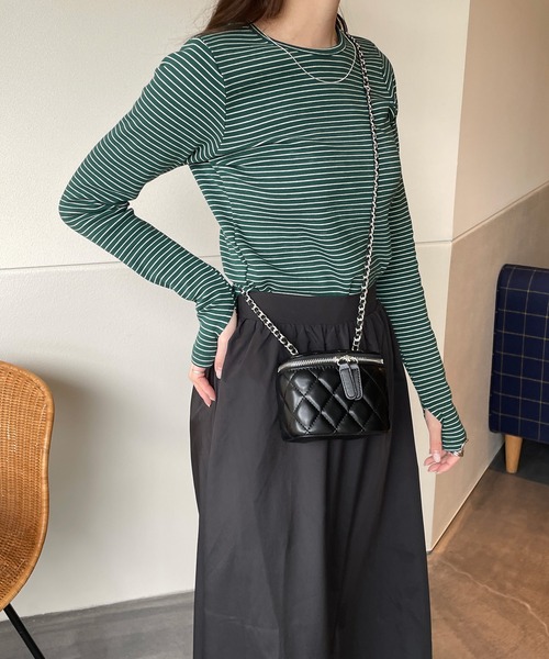 LE MORE（リモア）の「スリムボーダーカットソー（Tシャツ/カットソー・レディース・アイボリー/ブラック/グリーン・FREE）」の11枚目の写真