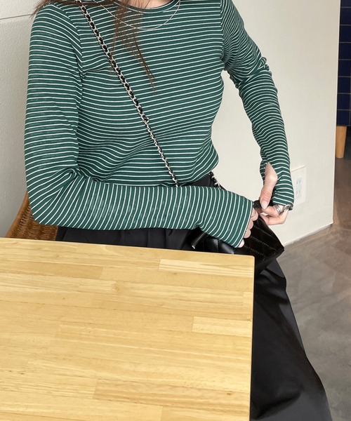 LE MORE（リモア）の「スリムボーダーカットソー（Tシャツ/カットソー・レディース・アイボリー/ブラック/グリーン・FREE）」の18枚目の写真