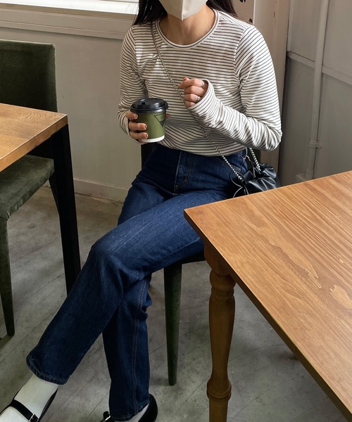 LE MORE（リモア）の「スリムボーダーカットソー（Tシャツ/カットソー・レディース・アイボリー/ブラック/グリーン・FREE）」の14枚目の写真