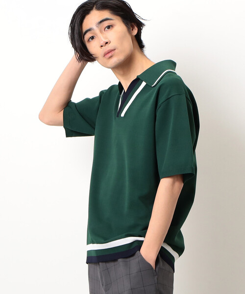 COMME CA COMMUNE(コムサコミューン)の「チルデン ニットポロ(ポロシャツ・メンズ・ブラック/グリーン/ネイビー・MEDIUM/LARGE)」の3枚目の写真