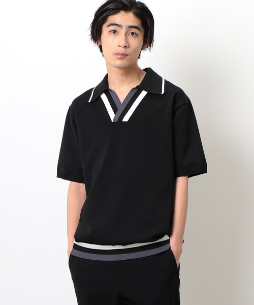 COMME CA COMMUNE(コムサコミューン)の「チルデン ニットポロ(ポロシャツ・メンズ・ブラック/グリーン/ネイビー・MEDIUM/LARGE)」の2枚目の写真