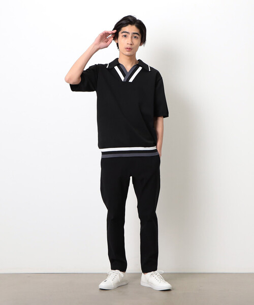 COMME CA COMMUNE(コムサコミューン)の「チルデン ニットポロ(ポロシャツ・メンズ・ブラック/グリーン/ネイビー・MEDIUM/LARGE)」の4枚目の写真