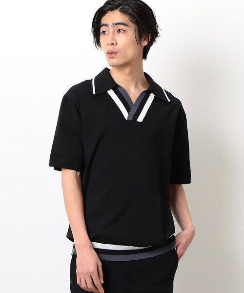 COMME CA COMMUNE(コムサコミューン)の「チルデン ニットポロ(ポロシャツ・メンズ・ブラック/グリーン/ネイビー・MEDIUM/LARGE)」の5枚目の写真