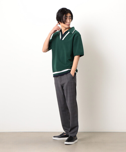 COMME CA COMMUNE(コムサコミューン)の「チルデン ニットポロ(ポロシャツ・メンズ・ブラック/グリーン/ネイビー・MEDIUM/LARGE)」の7枚目の写真