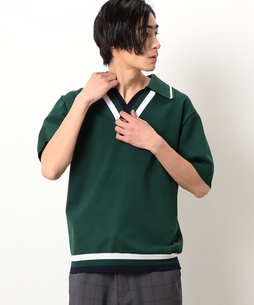 COMME CA COMMUNE(コムサコミューン)の「チルデン ニットポロ(ポロシャツ・メンズ・ブラック/グリーン/ネイビー・MEDIUM/LARGE)」の8枚目の写真