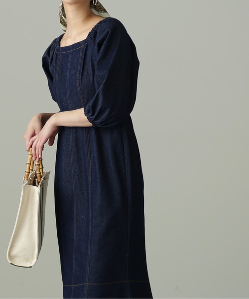 【美品】cccmalie シーマリー デニムパフスリーブワンピース 美品】cccmalie シーマリー デニムパフスリーブワンピース