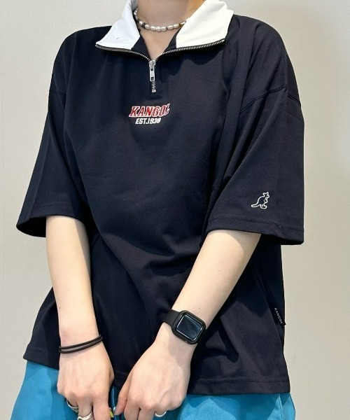 KANGOL(カンゴール)の「【KANGOL】ハーフジップ半袖Tシャツ(Tシャツ/カットソー・レディース・グリーン/ネイビー/オフホワイト・M/L)」の3枚目の写真