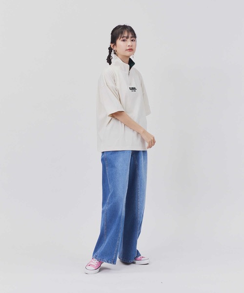 KANGOL(カンゴール)の「【KANGOL】ハーフジップ半袖Tシャツ(Tシャツ/カットソー・レディース・グリーン/ネイビー/オフホワイト・M/L)」の4枚目の写真