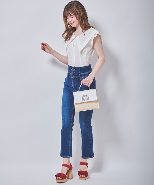 31 Sons de mode(トランテアン ソン ドゥ モード)の「レースビッグカラーブラウス(シャツ/ブラウス・レディース・ブラック/オフホワイト・36)」の9枚目の写真