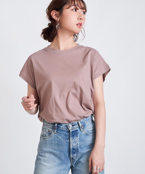 Rejoule(リジュール)の「フレンチスリーブTシャツ(Tシャツ/カットソー・レディース・ブラック/ブラウン系その他/オフホワイト/グリーン・FREE)」の21枚目の写真