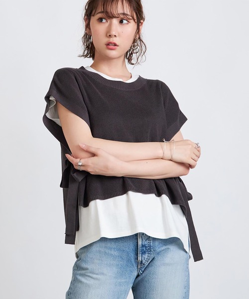 Rejoule(リジュール)の「フレンチスリーブTシャツ(Tシャツ/カットソー・レディース・ブラック/ブラウン系その他/オフホワイト/グリーン・FREE)」の11枚目の写真