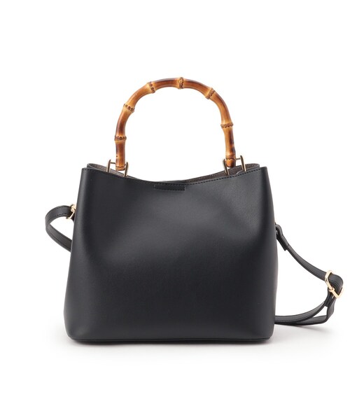 SHOO・LA・RUE（シューラルー）の「◆【2WAY】バンブーハンドルトートバッグ（トートバッグ・レディース・グレー/ブルー/ブラック・00）」の2枚目の写真