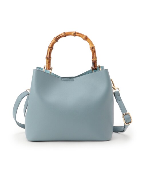 SHOO・LA・RUE（シューラルー）の「◆【2WAY】バンブーハンドルトートバッグ（トートバッグ・レディース・グレー/ブルー/ブラック・00）」の5枚目の写真