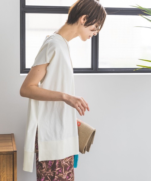 LEPSIM(レプシィム)の「ヴィンテージライクフレンチスリーブチュニック 198467(Tシャツ/カットソー・レディース・オフホワイト/チャコールグレー/ブルー・FREE)」の1枚目の写真
